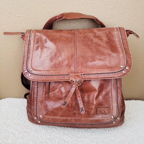 The Sak Ventura Backpack red leather convertible to crossbody EUC - Picture 1 of 13